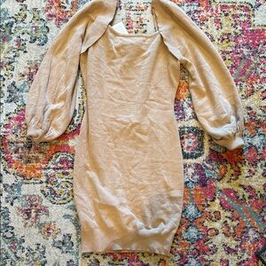 Elegant Long Sleeve Beige Dress